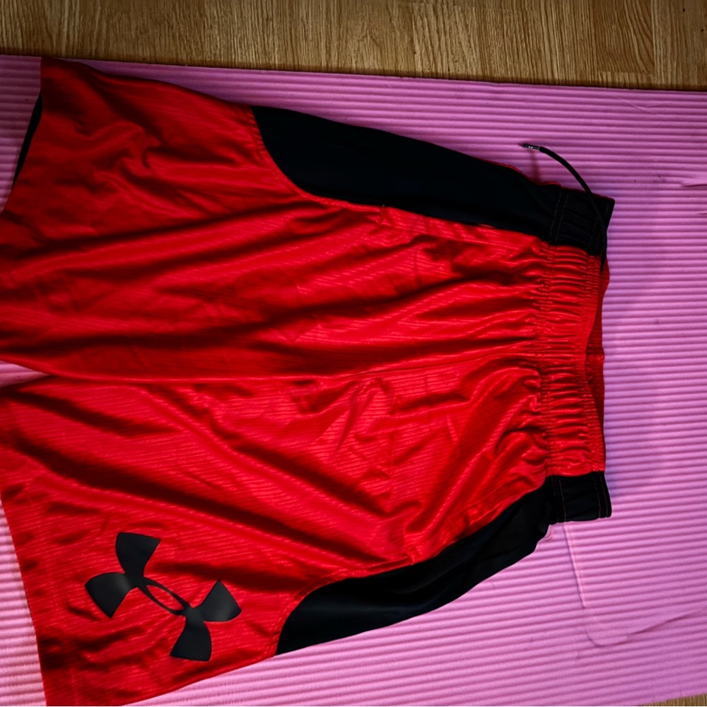 Under Armour Red and Black Athletic Shorts
